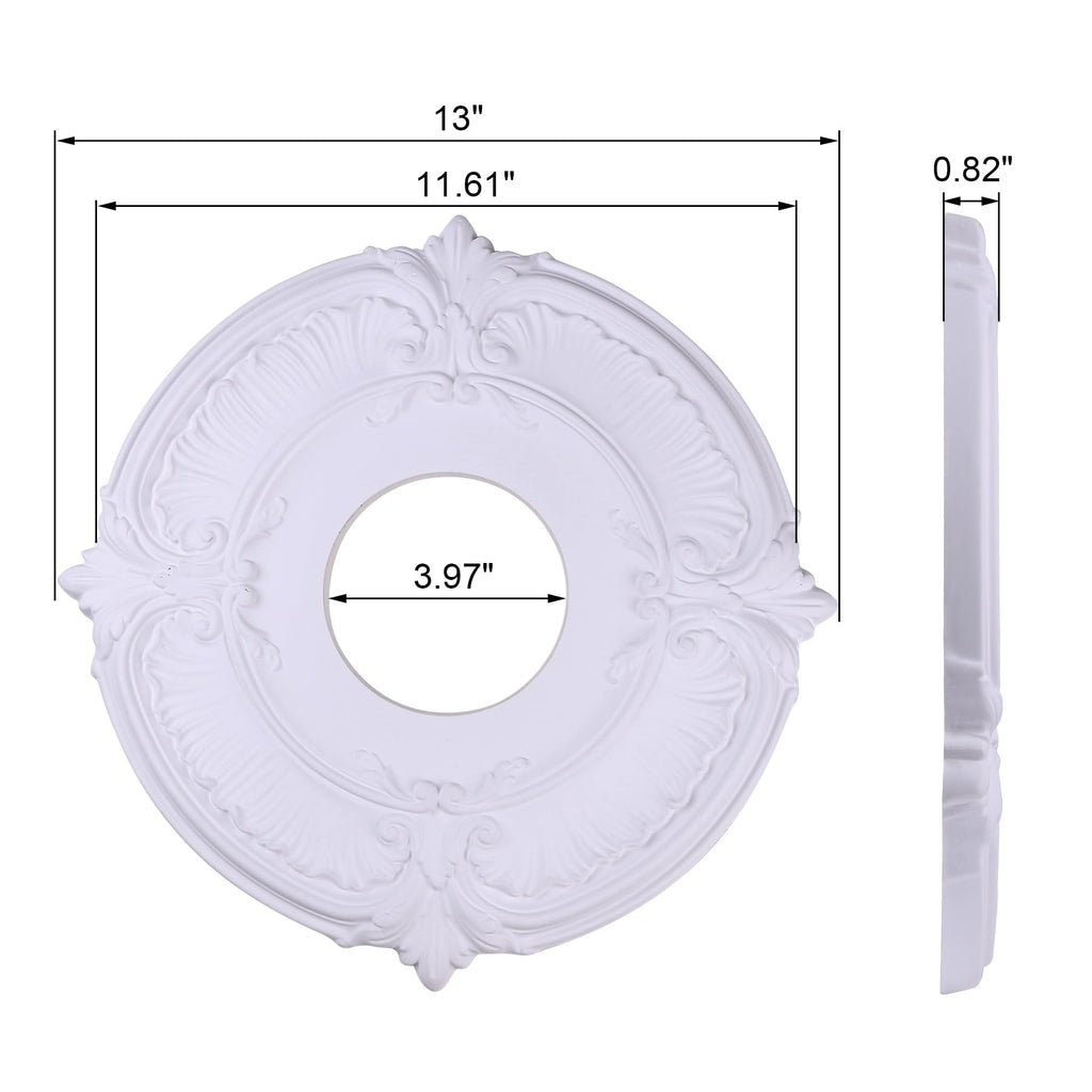 13-Inch Ceiling Medallion, White Primed Light Fixture Canopy, Decorative Ceiling Rosette for Chandeliers & Ceiling