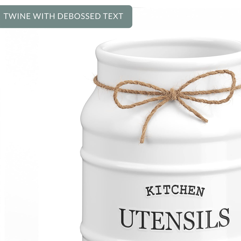 Ceramic Kitchen Utensil Holder Countertop 6.75′′ (White)