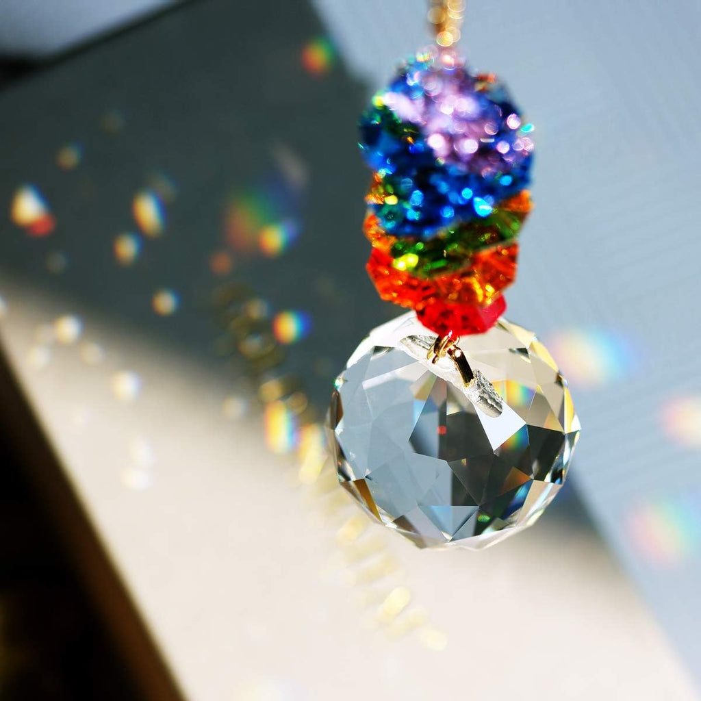 40mm Clear Ball Crystal Suncatcher, Handmade Rainbow Maker Prism, Outdoor Indoor Hanging Window Decorations