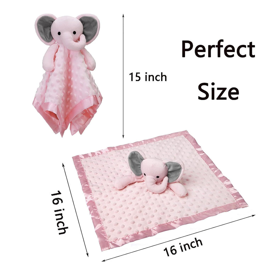 Baby Blanket with Pink Elephant Security Blanket Newborn Girl Gifts Set