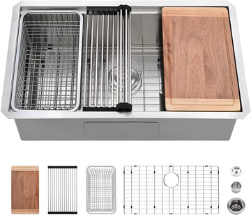 27x19 Undermount Kitchen Sink Stainless Steel Workstation Sink | 16 Gauge Stainless Steel Kitchen Sink Undermount