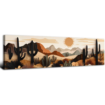Cactus Wall Art Boho Desert Wall Decor Mid Century Modern Beige Minimalist Geometric Picture Abstract Mexican