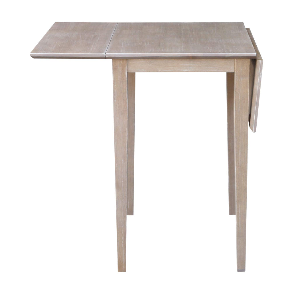 Solid Wood Small Drop Leaf Dining Table, Solid Real Wood, Sturdy Parawood, 36 X 22 X 29, Minimum Assembly, Washed Gray