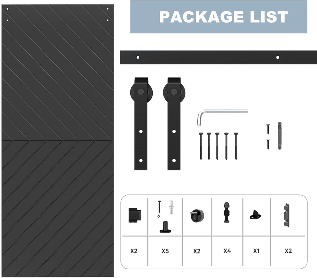 36 in. x 84 in. Sliding Barn Door Modern Door with 6FT Hardware Kit Icluded, Hollow-core Chevron Int