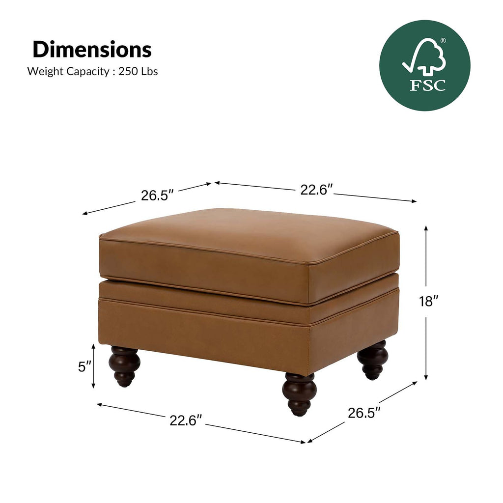 Genuine Leather Ottoman Coffee Table, Ottoman Foot Rest, Camel