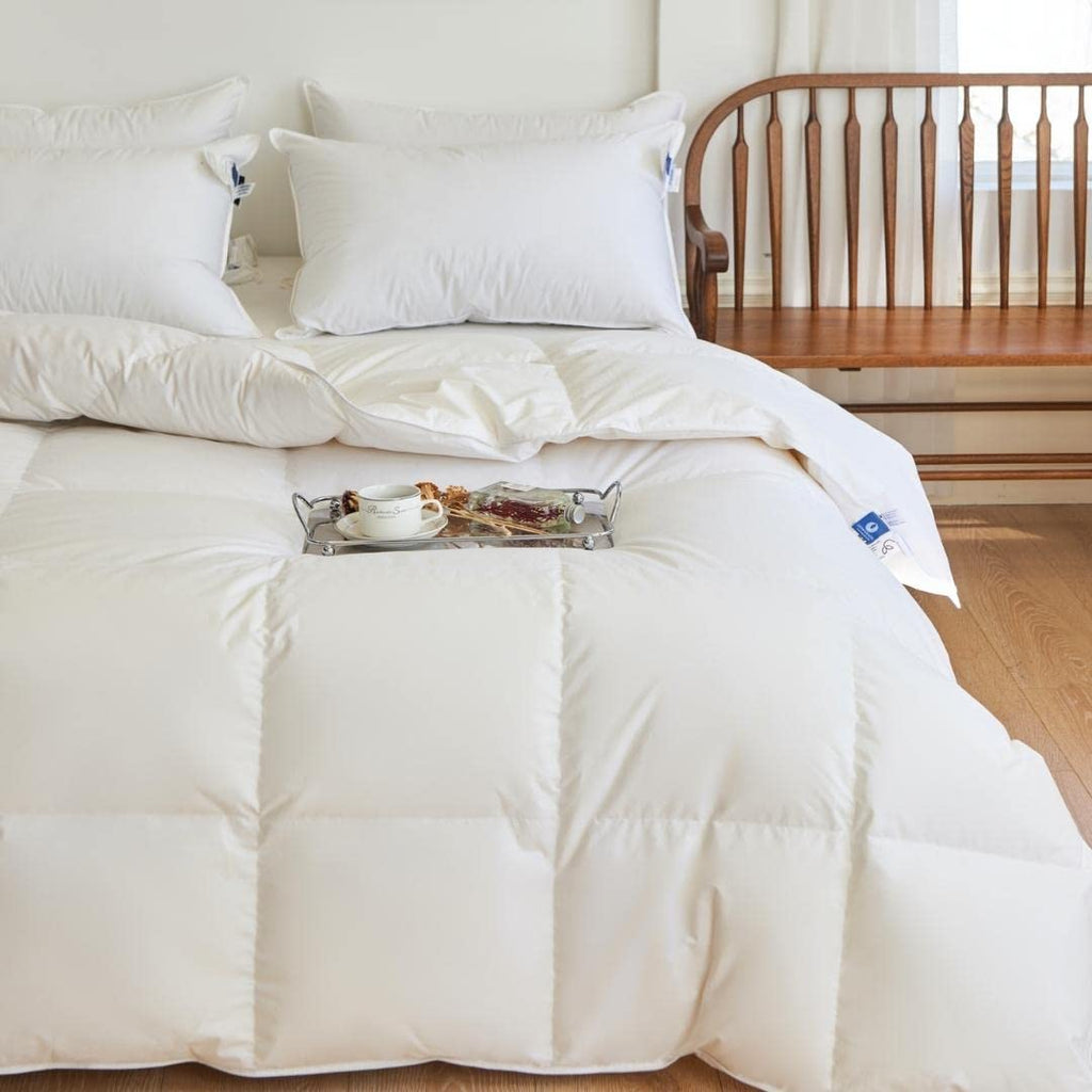 Elite Feather Down Comforter Queen Size-Made in Canada-Oeko Tex Cotton Shell-Canadian Feather&Down Duvet Insert