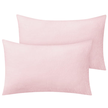 Flannel Pillow Cases Queen Size Set of 2, Pink, 20x30 Inches