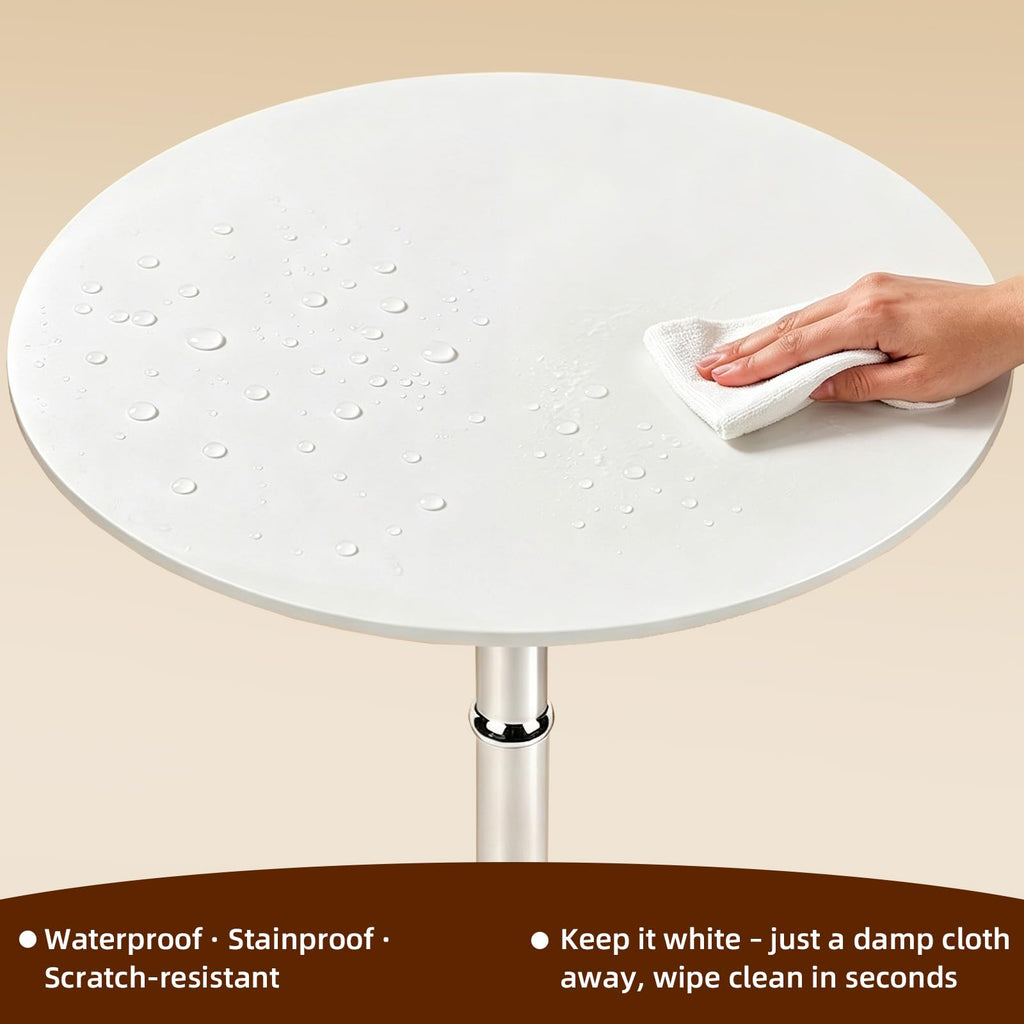 MDF Round Top Not Adjustable (41 INCHES Height) Bar Table, White