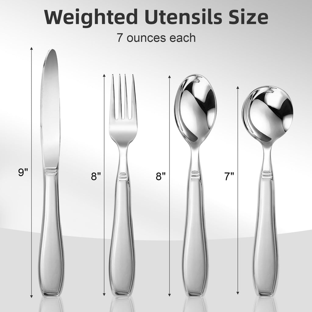 Weighted Utensils for Hand Tremors & Parkinson's - 4PCS, Adaptive Utensils