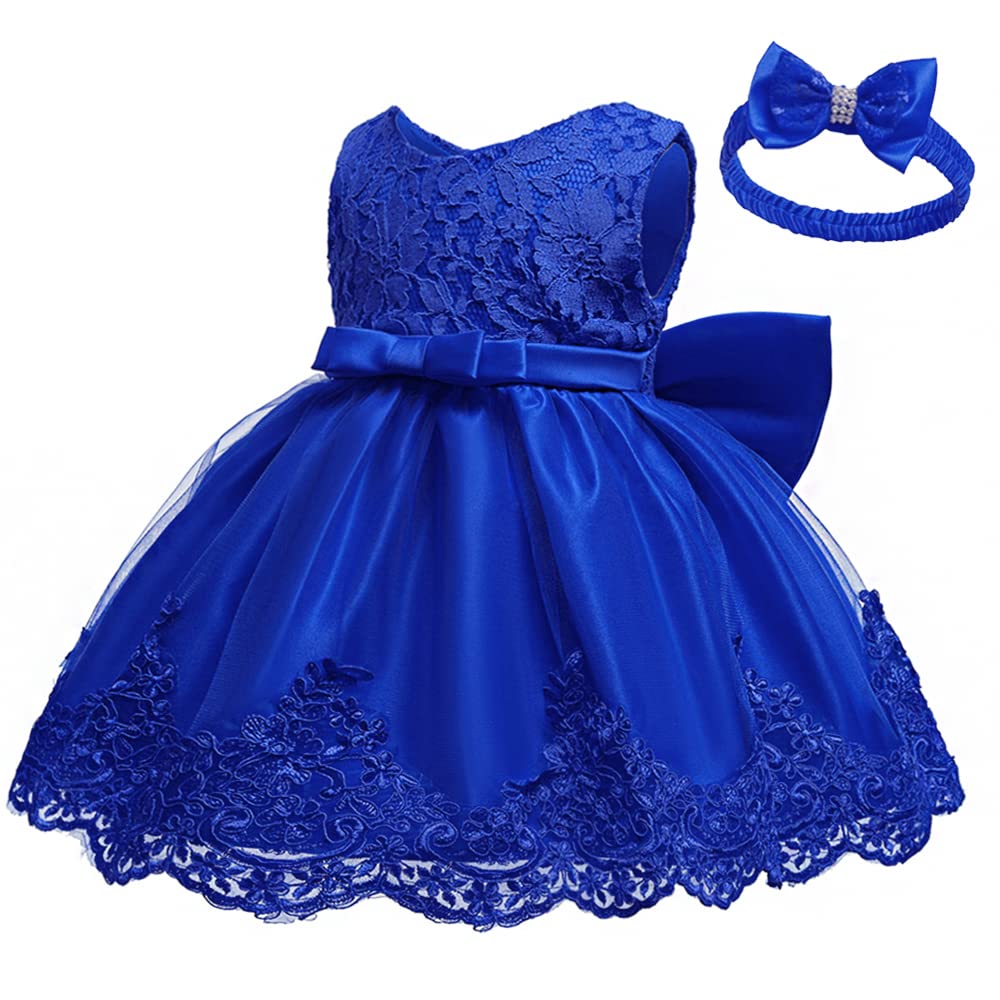 Baby Girls Christmas Baptism Easter Dresses Little Kid Birthday Pageant Party Formal Tutu Prom Frock (Sapphire