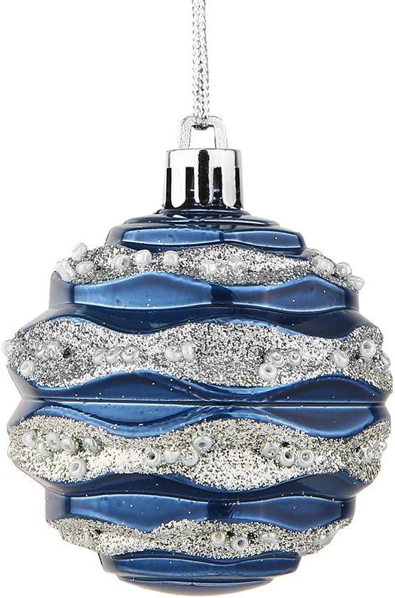 Christmas Ball Ornaments 30ct, 60mm/2.36" Shatterproof Plastic Decorative Xmas Balls Ornaments Set (Blue and Silver)