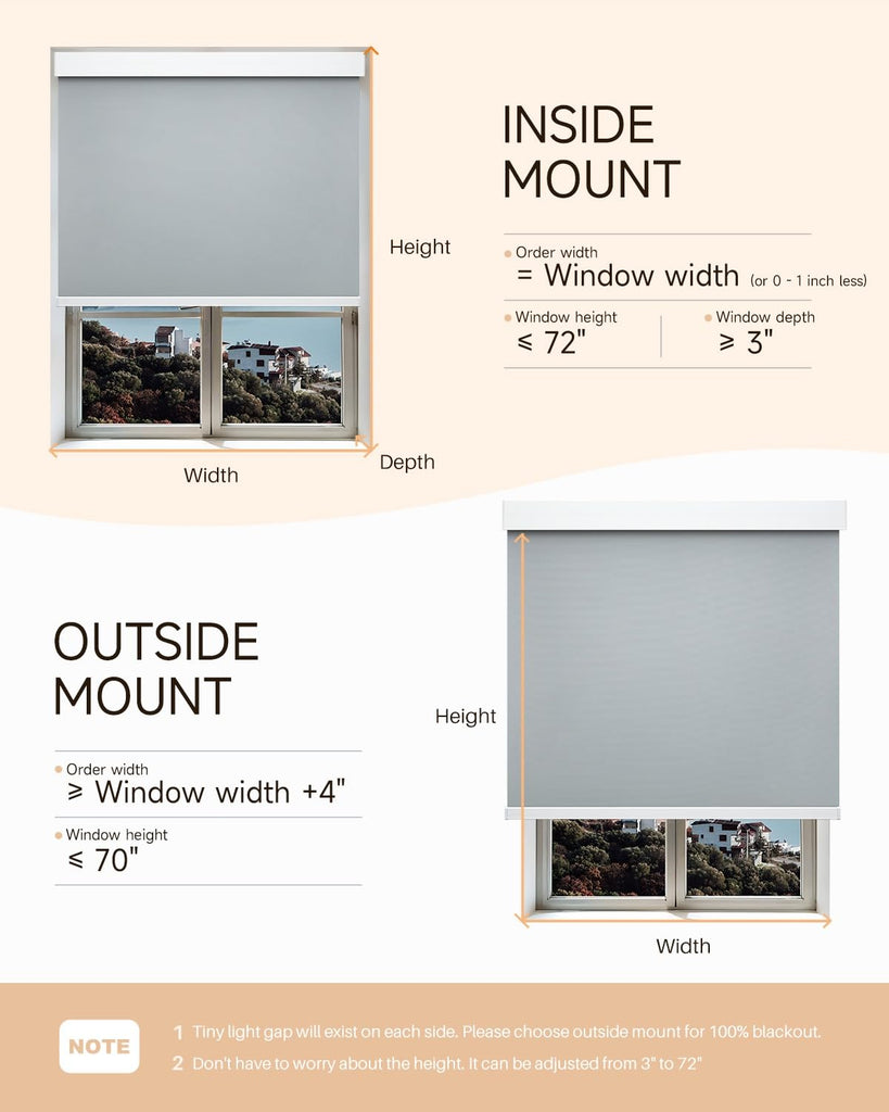 Smart Roller Shades for Windows, Works with Alexa, Gray&White