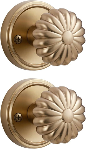Door Knobs Champagne Bronze Passage Door Handle Doorknobs, 2 Pack