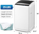 25LBS Portable Washing Machine, Full-Automatic Electric Laundry Machine with Stainless Steel Drum, Compact Washer and