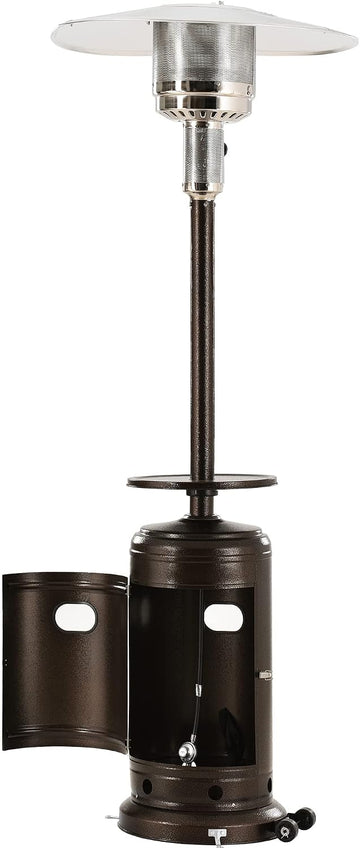 Patio Heater Standing, Outdoor 48000BTU Heater with Adjustable Table and Moving Wheels, 87" Propane Gas Heater for