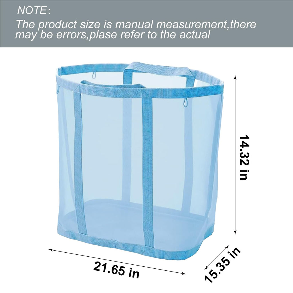 Mesh Bag with Handles, Collapsible Laundry Basket, Foldable Laundry Bag, Breathable Folding Beach Bag,Space-saving