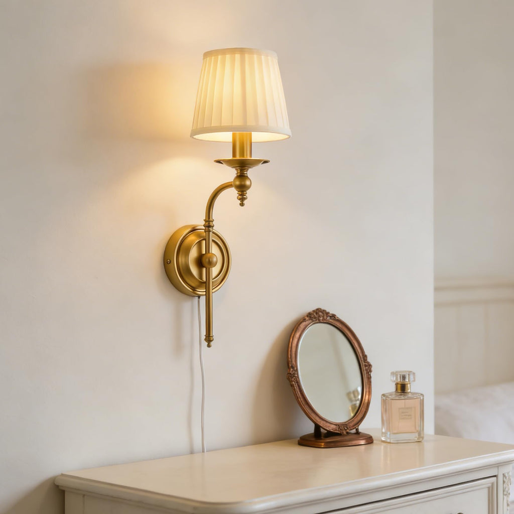 Plug in Long Wall Lamp,Plug-in or Hardwired Installation Wall Sconce with Beige Fabric Shade for Wall Painting,Modern