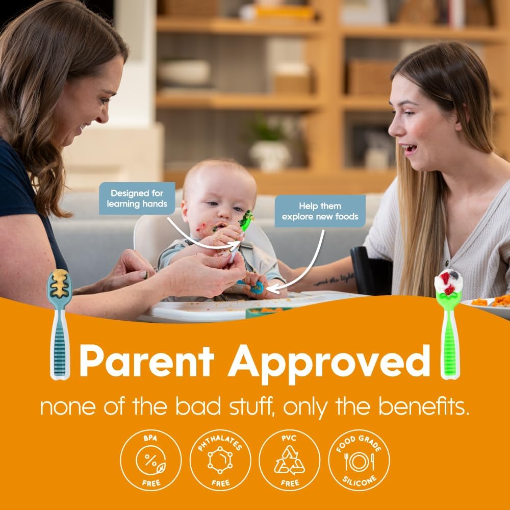 Baby Spoons 6 Months, 3-Pack Neon