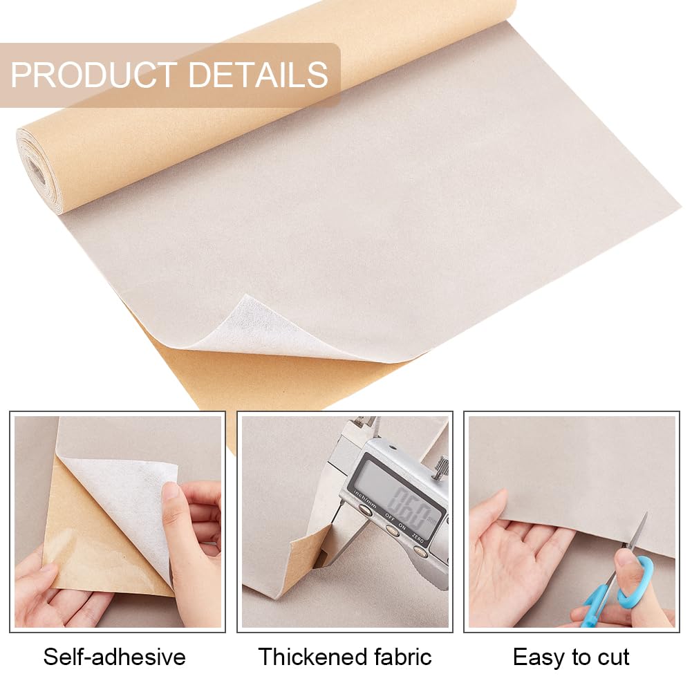 15.7 x 118inch Antique White Self Adhesive Velvet Flocking Sheet Velvet Fabric Roll Drawer Liner for Jewelry Box