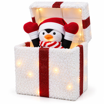 Christmas Decorations Outdoor, Lighted Decor Penguin Gift Boxes