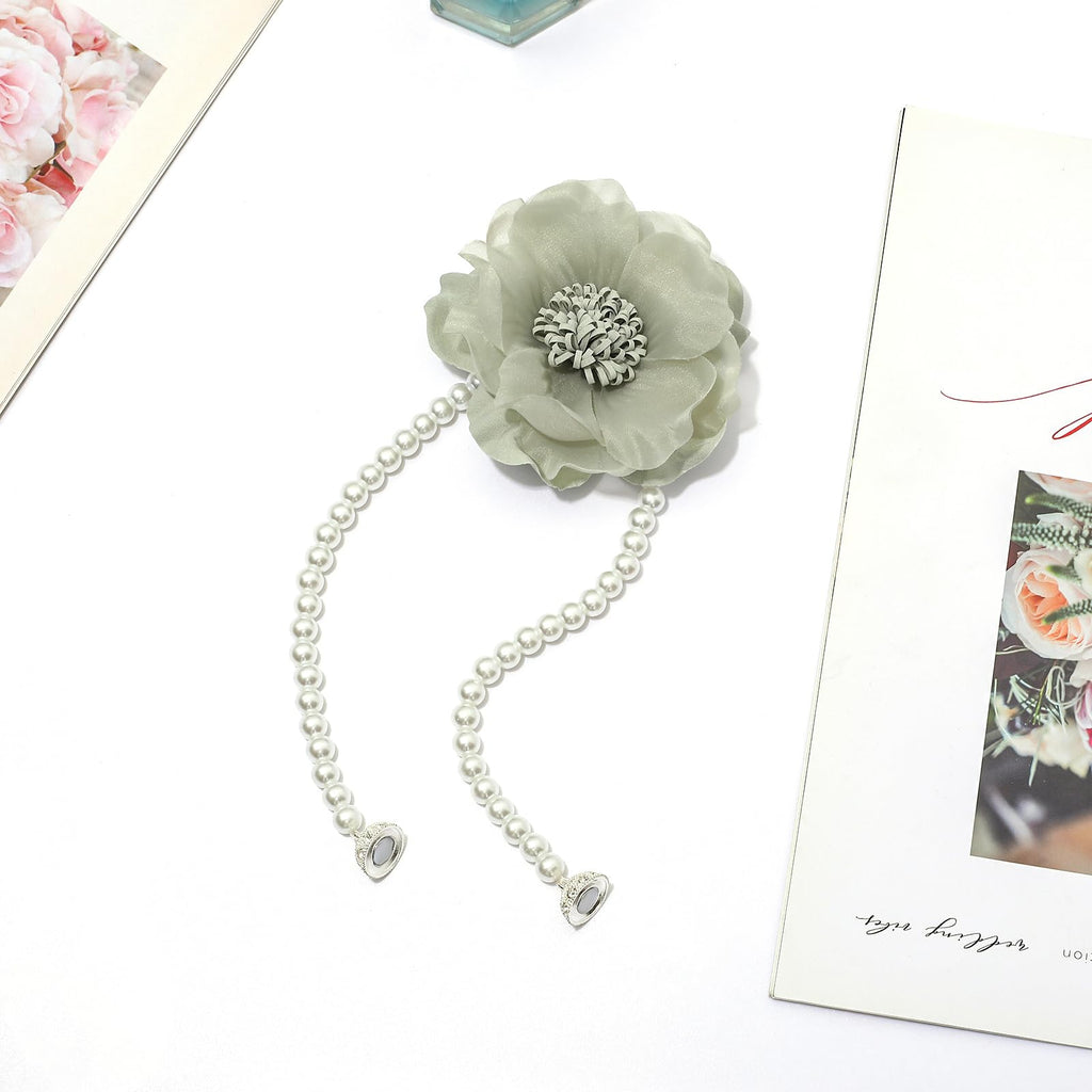 Pearl Flower Magnetic Curtain Tieback, Green