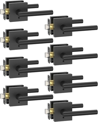 8 Pack Black Privacy Door Handles, Door Lever with Door Knobs Indoor or Bathroom