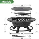 36-Inch Fire Pit for Outside with Grill Grate Cooking
