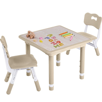 Toddler Table and Chair Set, Height Adjustable-Upgrade Kids Table and 2 Chairs for Ages 3-8, Multi-Activity Toddler