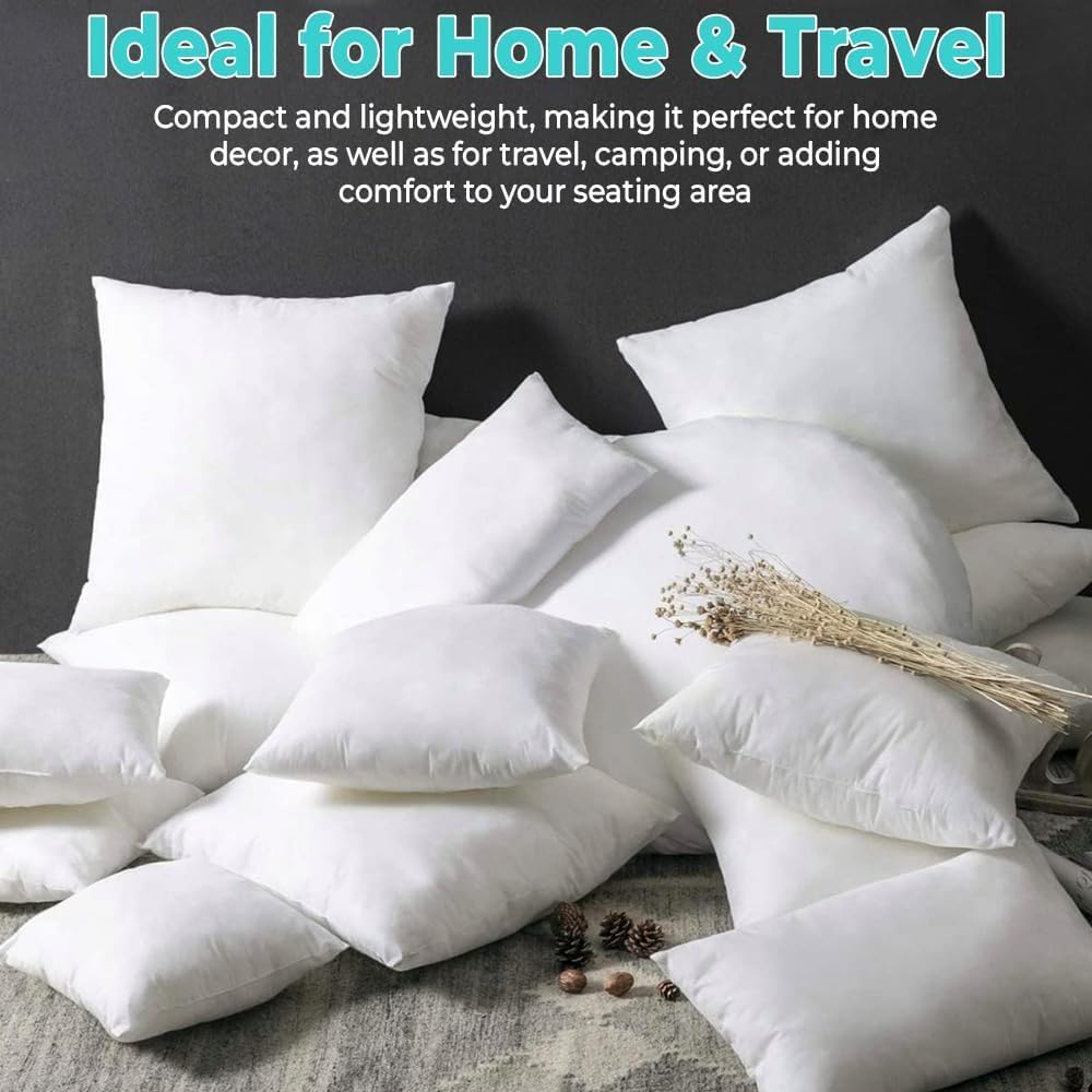 Throw Pillow Inserts (, White), 18x18 Inches - Premium Cushion Fillers for Sofa, Bed, and Home Décor (18x18 - Set of 5