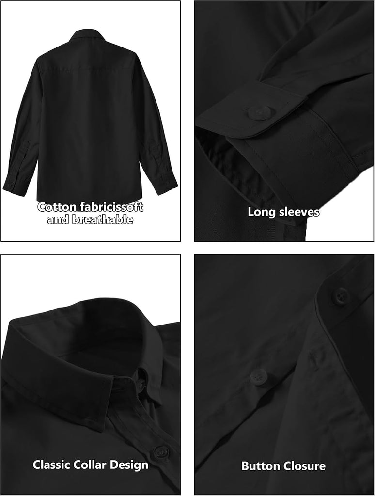 Boys' Dress Shirts Toddle Boy Long Sleeve Uniform Shirt for Kids