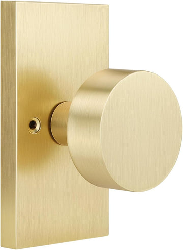 1 Pack Gold Door Knobs Interior, Single-Sided Dummy Door Knob