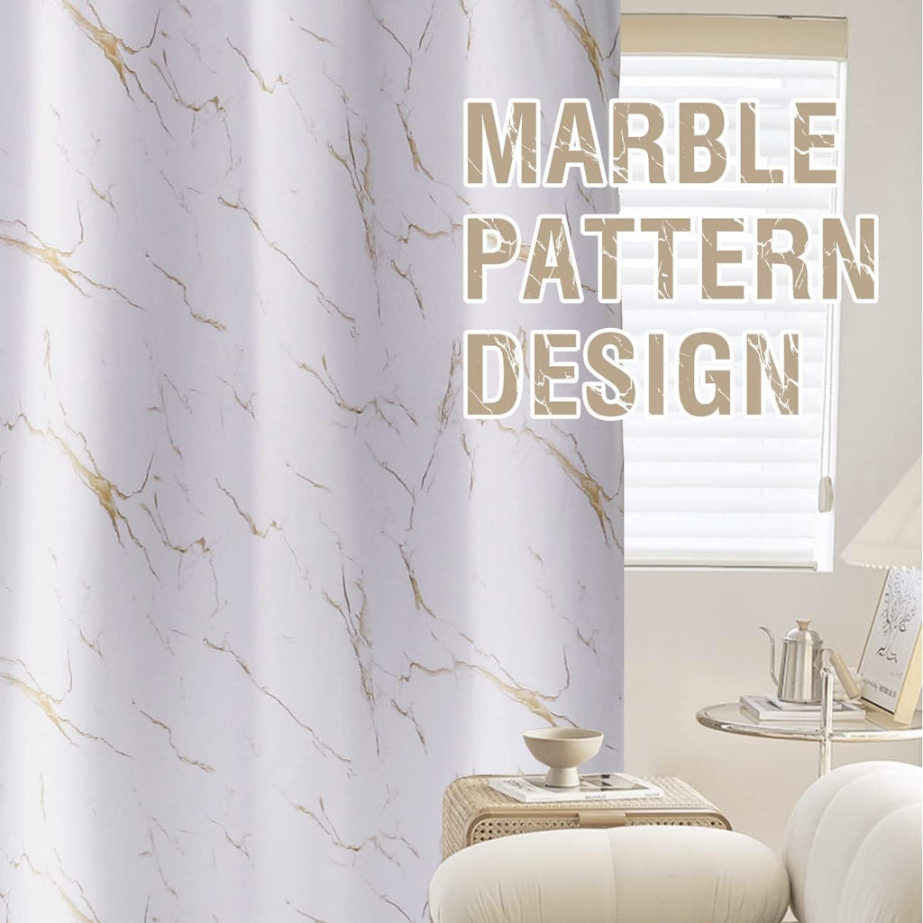 100% Blackout Curtains 84 inch Length 2 Panels Set Marble Designs Printed Drapes Thermal Curtains for Bedroom with