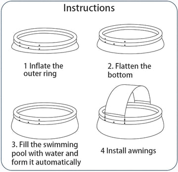141.73Inch Large Inflatable Swimming Pool with 3-Ply Reinforced PVC for Outdoor Garden Family Up to 9 People 1700