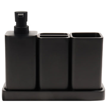 Bathroom Accessories Set, 4 Piece Toothbrush Holder Set, Matte Black