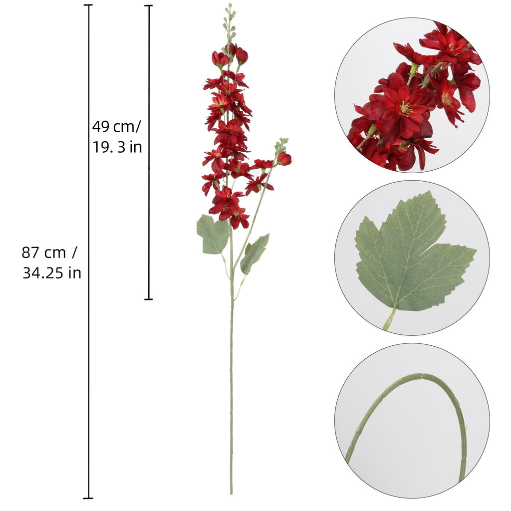 6PCS Red Artificial Flowers 33" Larkspur Silk Flowers Long Stem Artificial Flowers for Tall Vase Wedding Centerpieces