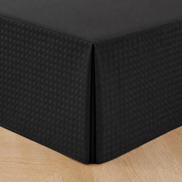 Bed Skirt, Black Dotted Jacquard Pleated Bed Skirt, 12 Inch Drop