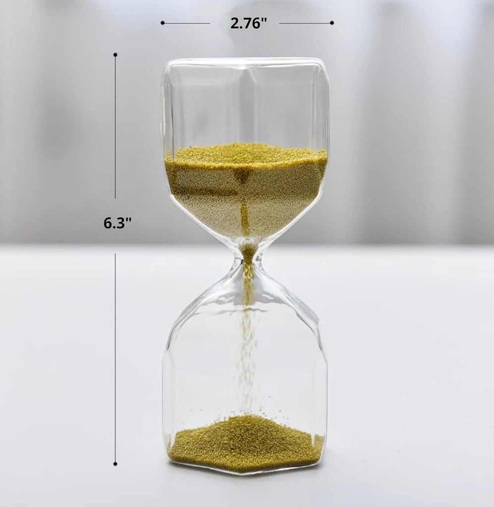 Sand Timer Decor Nordic Style Hexagonal Sandglass Decorative Hourglass Gold Sand Glass Material, Non - Timing Desktop