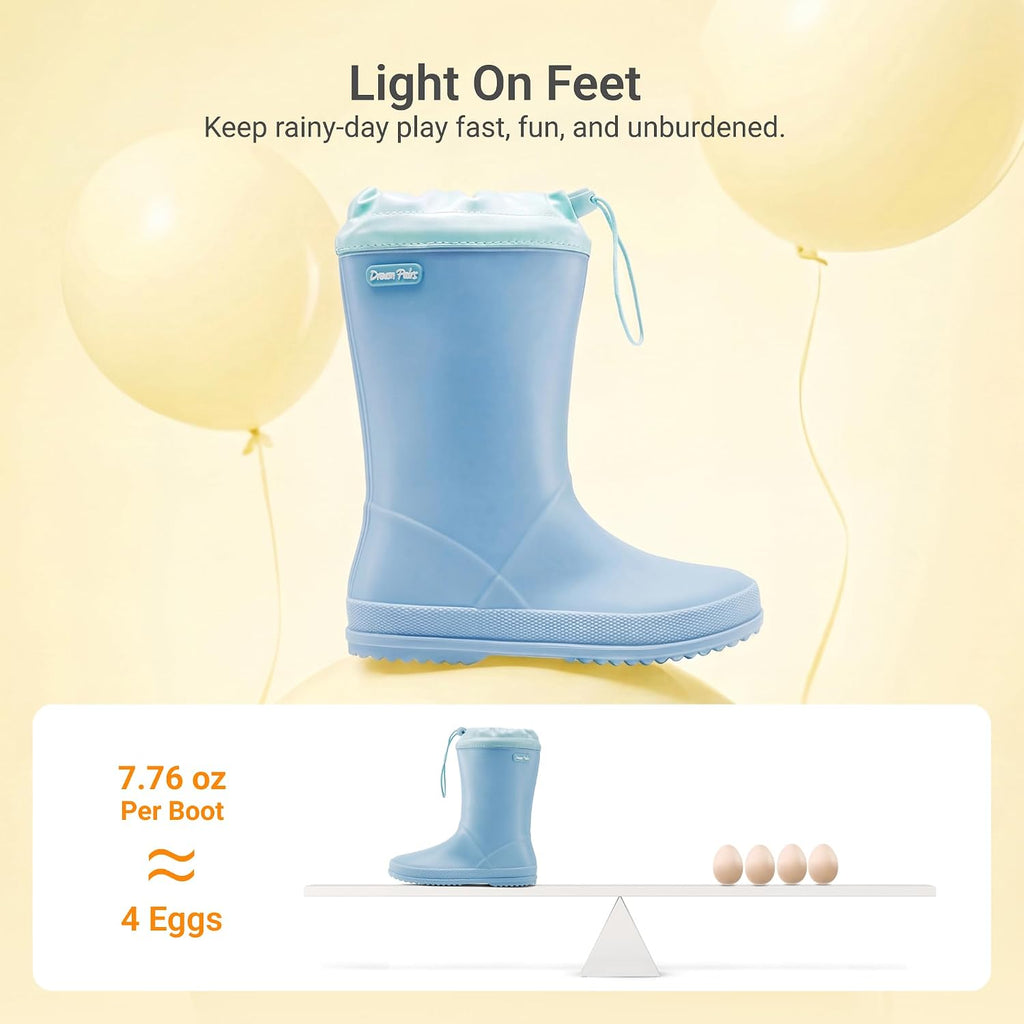 Kids Waterproof Drawstring Rain Boots