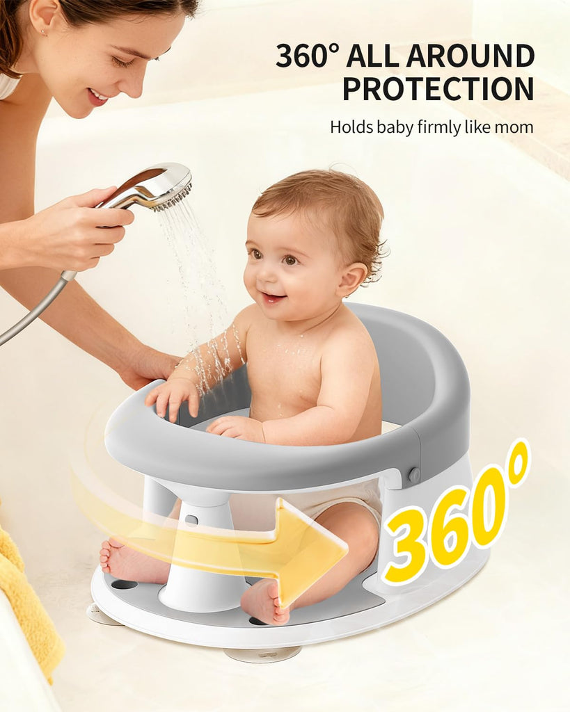 Bath Seat for Babies 6 Months & Up, Bath Seats for Babies Sitting Up, Open Design, Non-Slip, Compact Toddler Bath