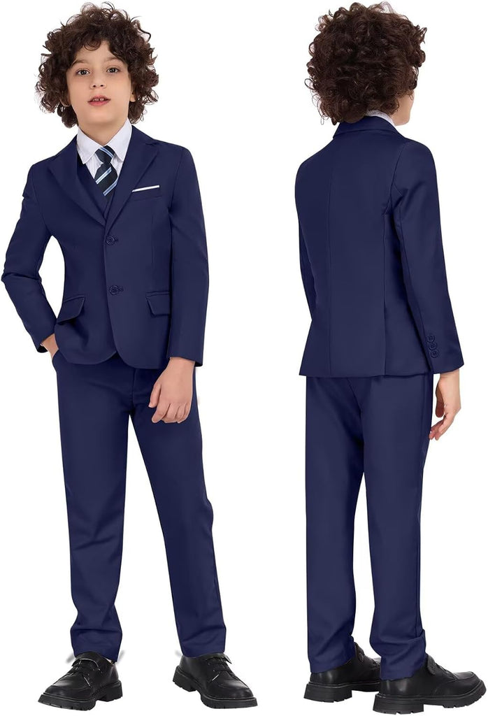 Boys Formal Suit Kids 5 Piece Suit Jacket Pants Set with Shirt Tie