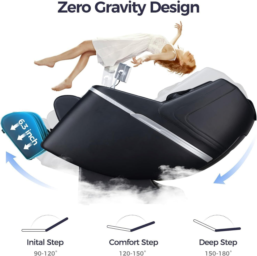 Massage Chair, Zero Gravity SL-Track 4D Shiatsu Massaging Chairs, Auto Body Scan, Foot Rollers, 12+6 Modes, Heat