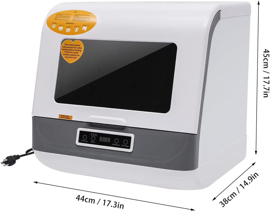 110V 800W Portable Dishwasher, Compact Dish Washing Machine Automatic Mini Dish Washing Machine Countertop Water Tank