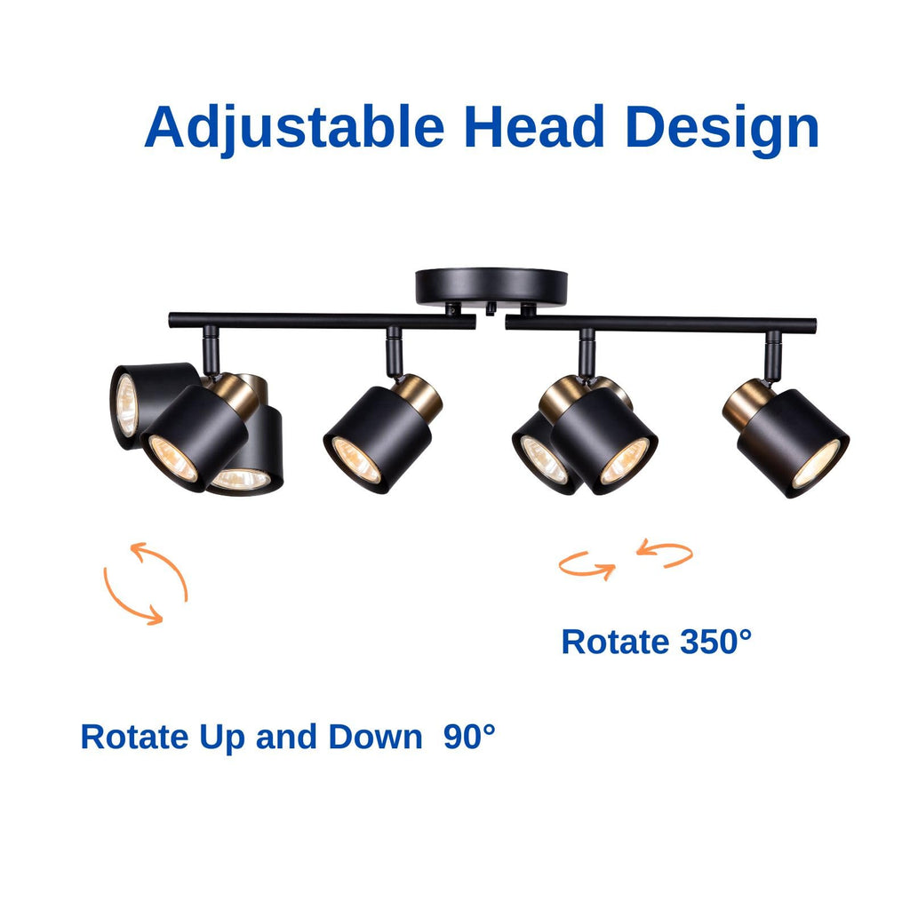 4 Light Track Lighting Kit, Matt Black Brass Finish Adjustable with Moden Flush Mount Ceiling Spotlight Improvement