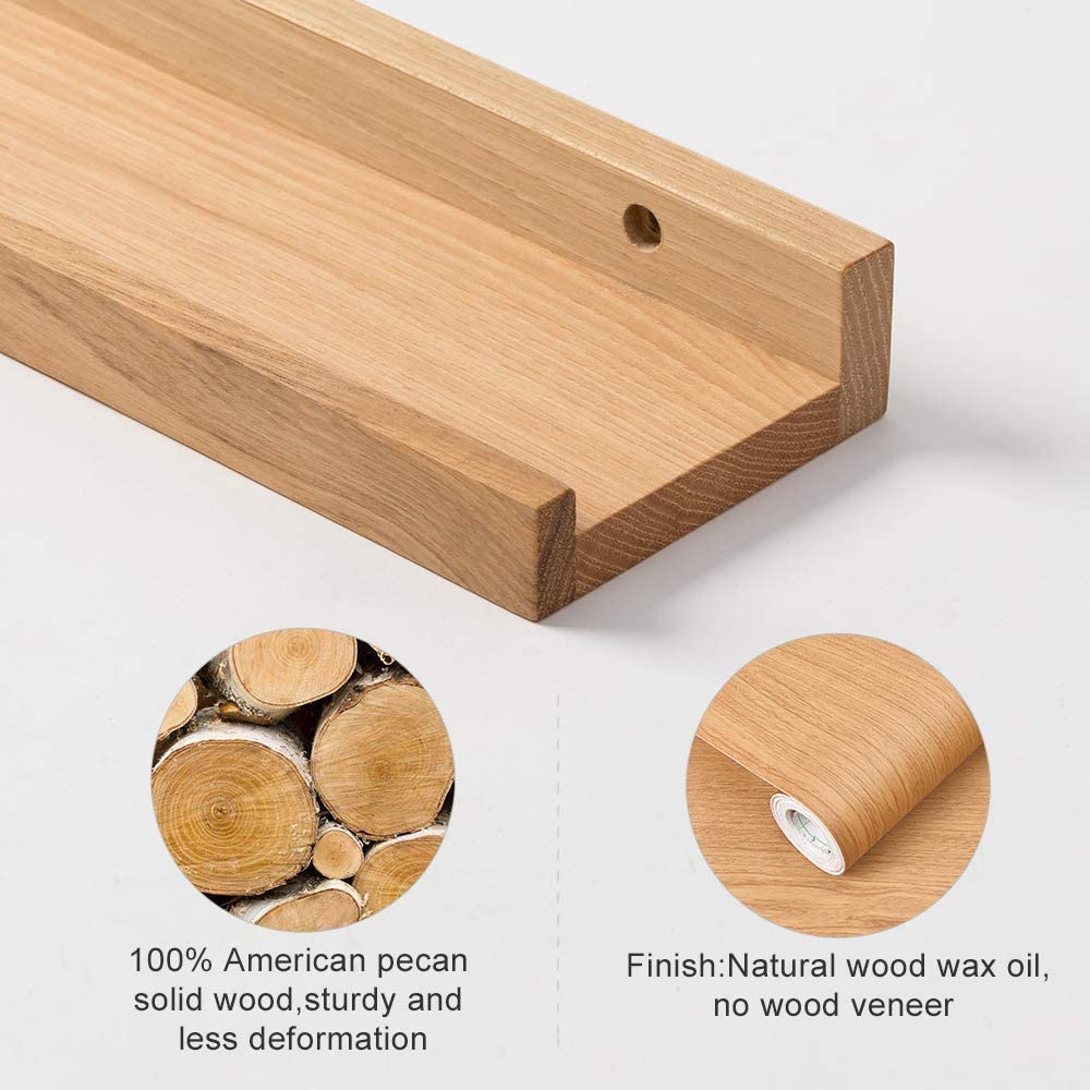 Floating Shelves Walnut Natural Wood Wall Shelves Small Picture Ledge, 12 Inches