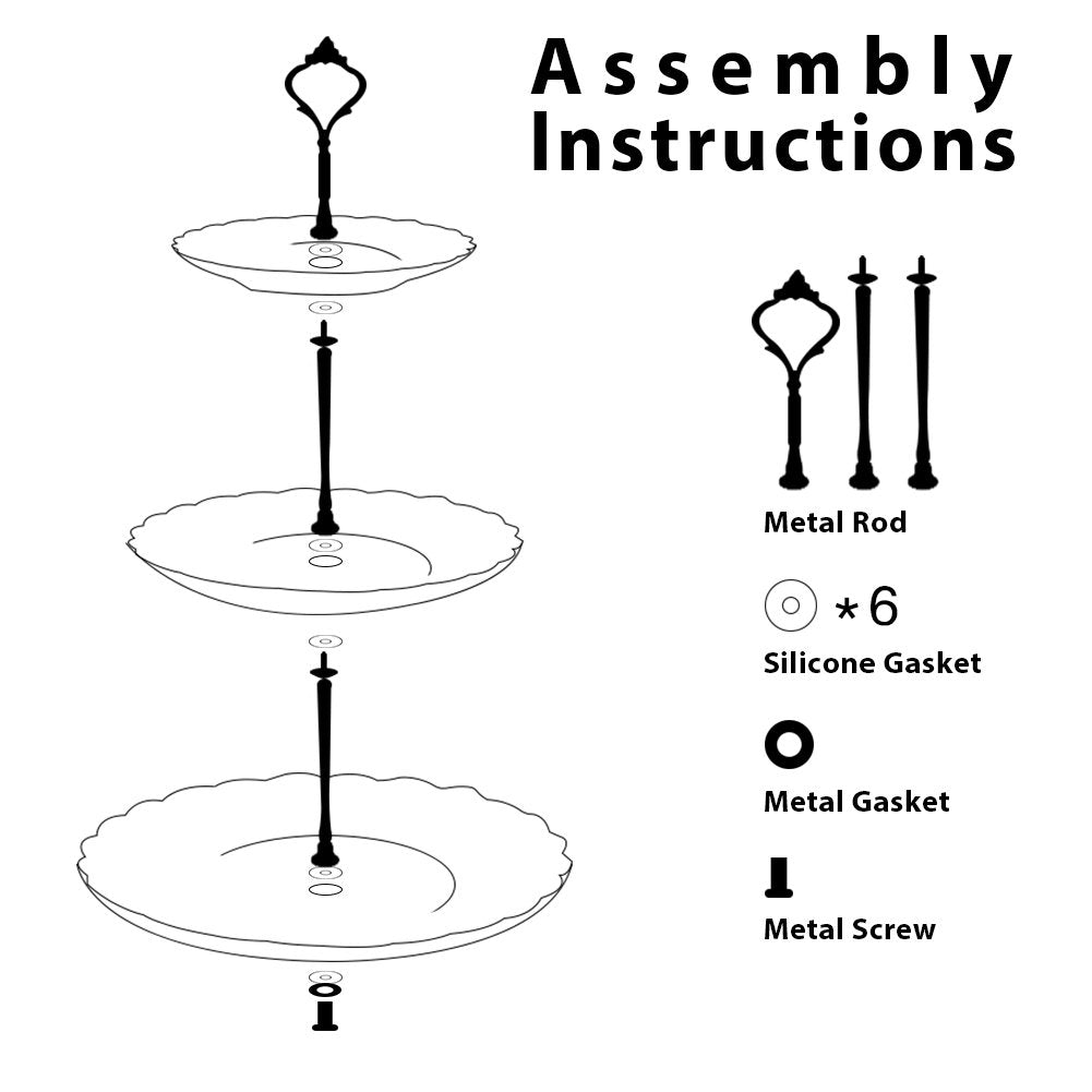 3 Tier Ceramic Cake Stand Wedding, Dessert Cupcake Stand for Tea Party Serving Platter (White)
