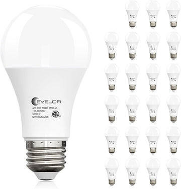 24-Packs A19 LED Light Bulbs,100 Watt Equivalent Daylight 5000K Bright Bulbs Efficient 13W,1500 Lumens E26 Base, Non