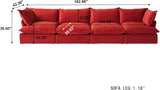 Modular Sectional Couches for Living Room, 162" Deep 4 Seats Sectional Sofa, Cushion Covers Removable, Two Corners and Two Middle, Sofas Furniture for Living Room, Red A124-B0F2YNF2MF