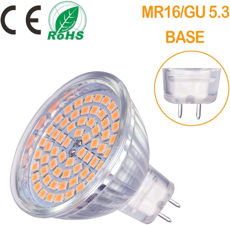 GU5.3 Light Bulbs 5W MR16 LED Bulbs 50W Halogen Bulbs Equivalent,ACDC 12V, 400lm, 120° Beam Angle, Warm White,Perfect