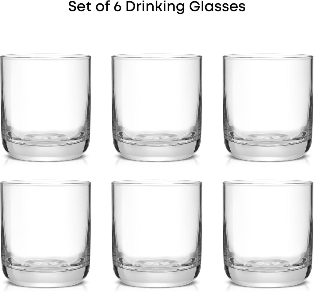 Faye Crystal Whiskey Glasses, Lowball Glasses Set of 6, 10oz Short Glass Tumbler, Double Old Fashioned Rocks Glass
