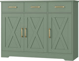 Modern Farmhouse Buffet Sideboard Cabinet, Barn Doors Storage Cabinet with Drawers and Shelves